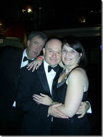 Lucy Aldridge with Ross Kemp and Jeremy Clarkson